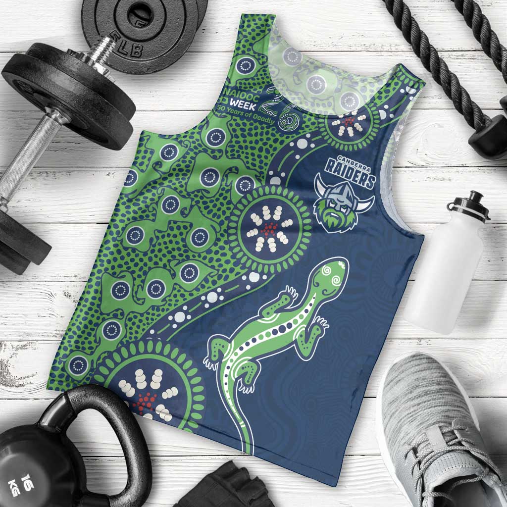 Canberra Raiders NAIDOC Week 2026 Men Tank Top Aboriginal Lizard Dot Painting - 50 Years of Deadly