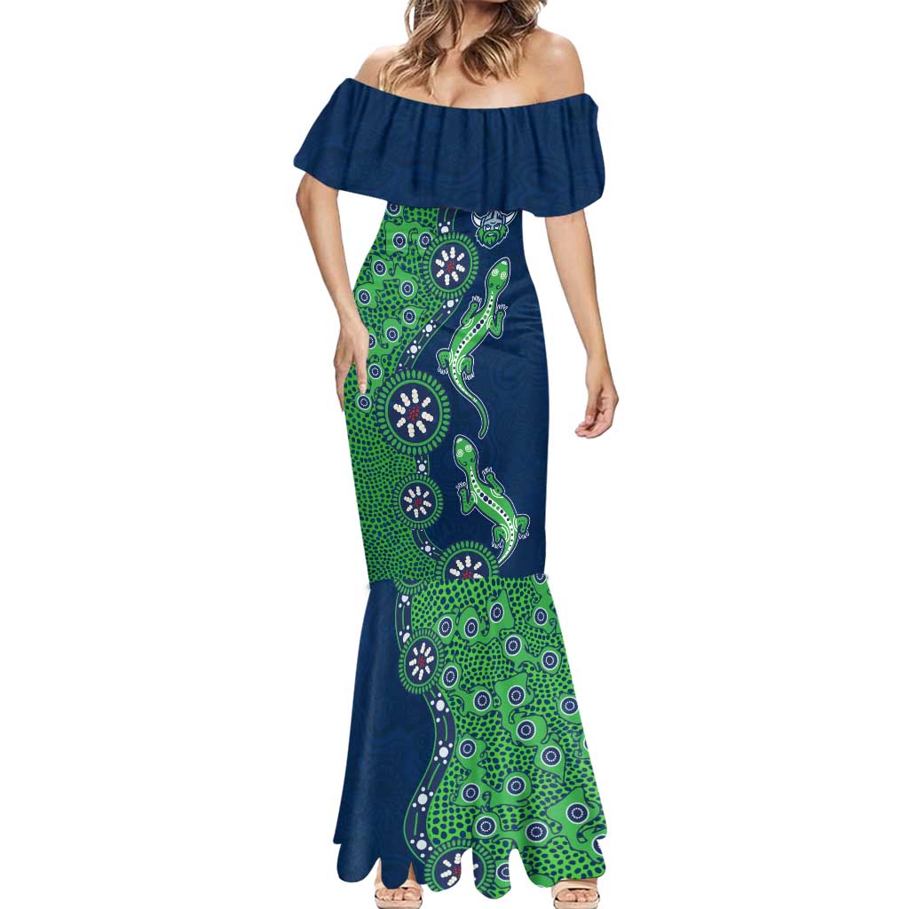 Canberra Raiders NAIDOC Week 2026 Mermaid Dress Aboriginal Lizard Dot Painting - 50 Years of Deadly