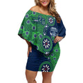 Canberra Raiders NAIDOC Week 2026 Off Shoulder Short Dress Aboriginal Lizard Dot Painting - 50 Years of Deadly