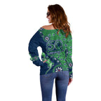Canberra Raiders NAIDOC Week 2026 Off Shoulder Sweater Aboriginal Lizard Dot Painting - 50 Years of Deadly