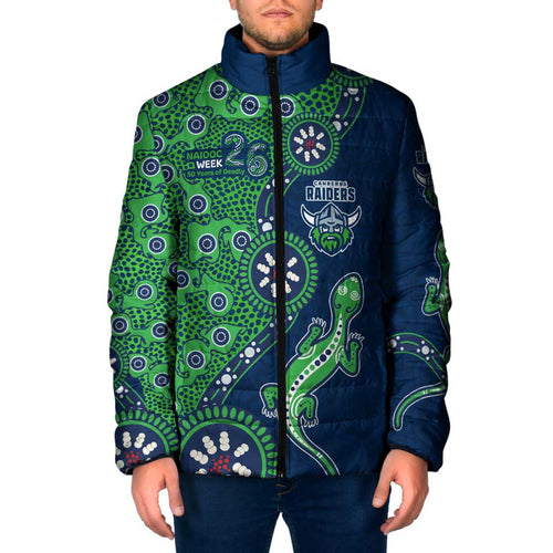 Canberra Raiders NAIDOC Week 2026 Padded Jacket Aboriginal Lizard Dot Painting - 50 Years of Deadly