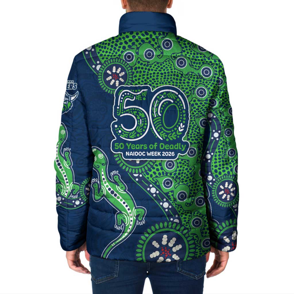 Canberra Raiders NAIDOC Week 2026 Padded Jacket Aboriginal Lizard Dot Painting - 50 Years of Deadly