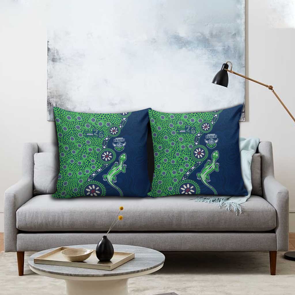 Canberra Raiders NAIDOC Week 2026 Pillow Cover Aboriginal Lizard Dot Painting - 50 Years of Deadly