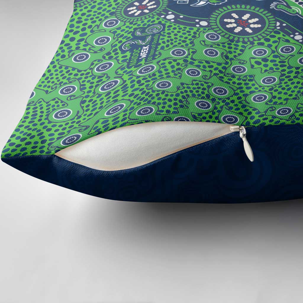 Canberra Raiders NAIDOC Week 2026 Pillow Cover Aboriginal Lizard Dot Painting - 50 Years of Deadly
