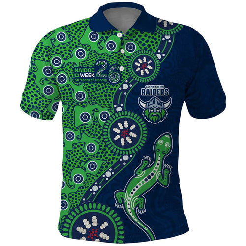 Canberra Raiders NAIDOC Week 2026 Polo Shirt Aboriginal Lizard Dot Painting - 50 Years of Deadly