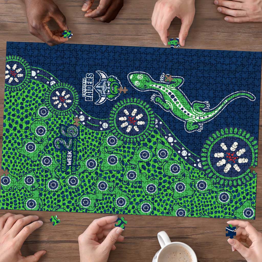 Canberra Raiders NAIDOC Week 2026 Puzzle Aboriginal Lizard Dot Painting - 50 Years of Deadly