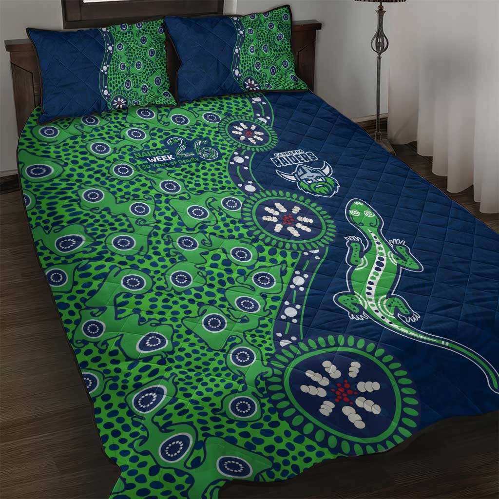 Canberra Raiders NAIDOC Week 2026 Quilt Bed Set Aboriginal Lizard Dot Painting - 50 Years of Deadly