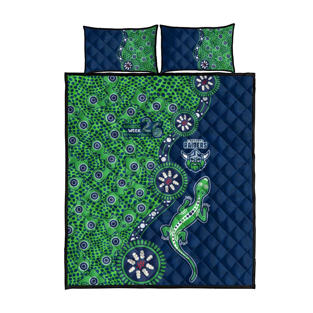 Canberra Raiders NAIDOC Week 2026 Quilt Bed Set Aboriginal Lizard Dot Painting - 50 Years of Deadly