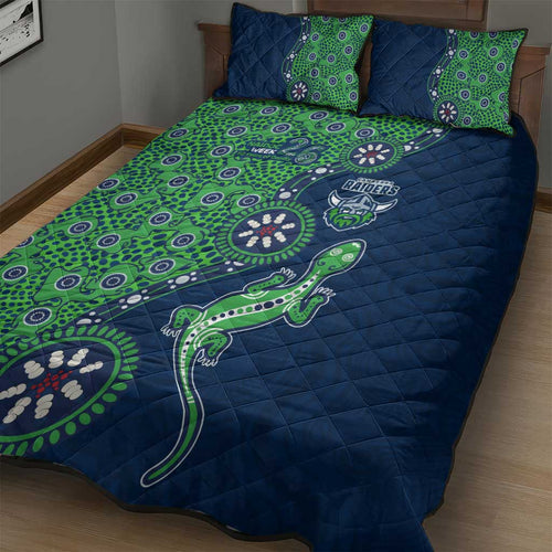 Canberra Raiders NAIDOC Week 2026 Quilt Bed Set Aboriginal Lizard Dot Painting - 50 Years of Deadly