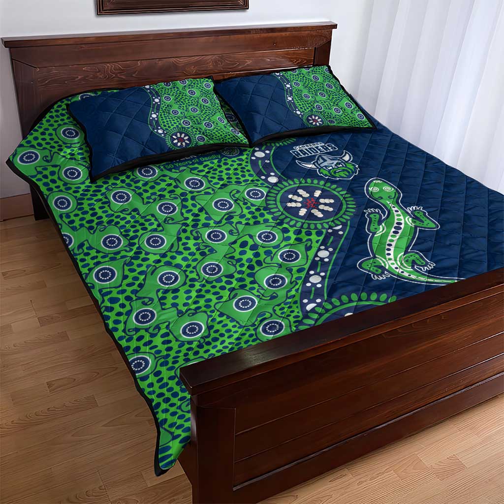 Canberra Raiders NAIDOC Week 2026 Quilt Bed Set Aboriginal Lizard Dot Painting - 50 Years of Deadly