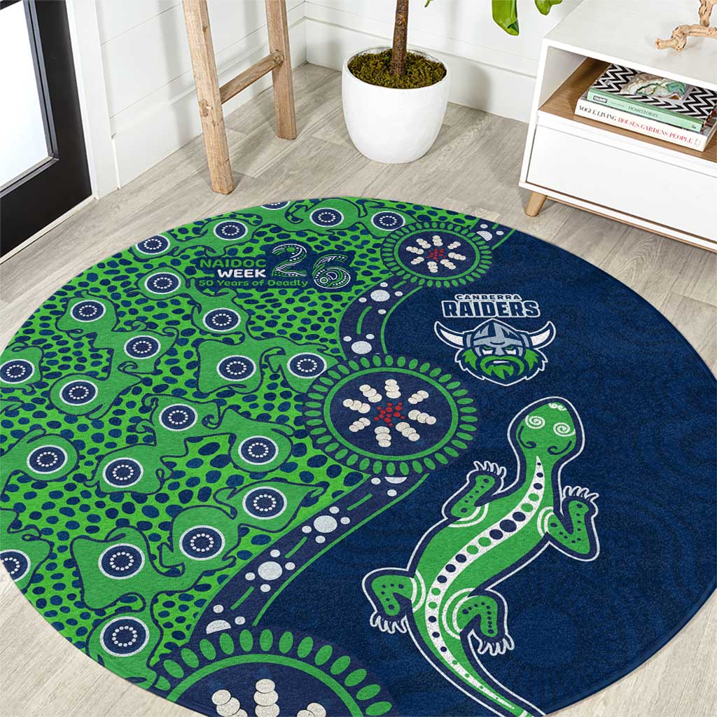 Canberra Raiders NAIDOC Week 2026 Round Carpet Aboriginal Lizard Dot Painting - 50 Years of Deadly