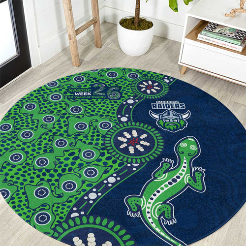 Canberra Raiders NAIDOC Week 2026 Round Carpet Aboriginal Lizard Dot Painting - 50 Years of Deadly