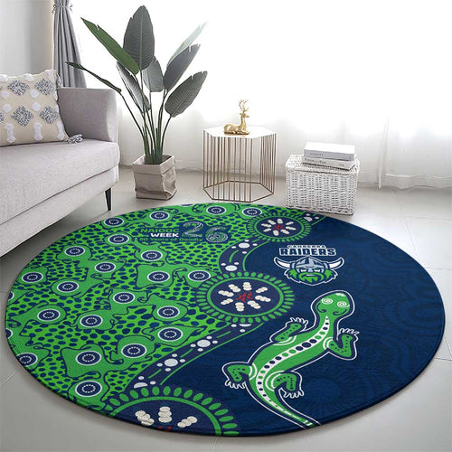 Canberra Raiders NAIDOC Week 2026 Round Carpet Aboriginal Lizard Dot Painting - 50 Years of Deadly