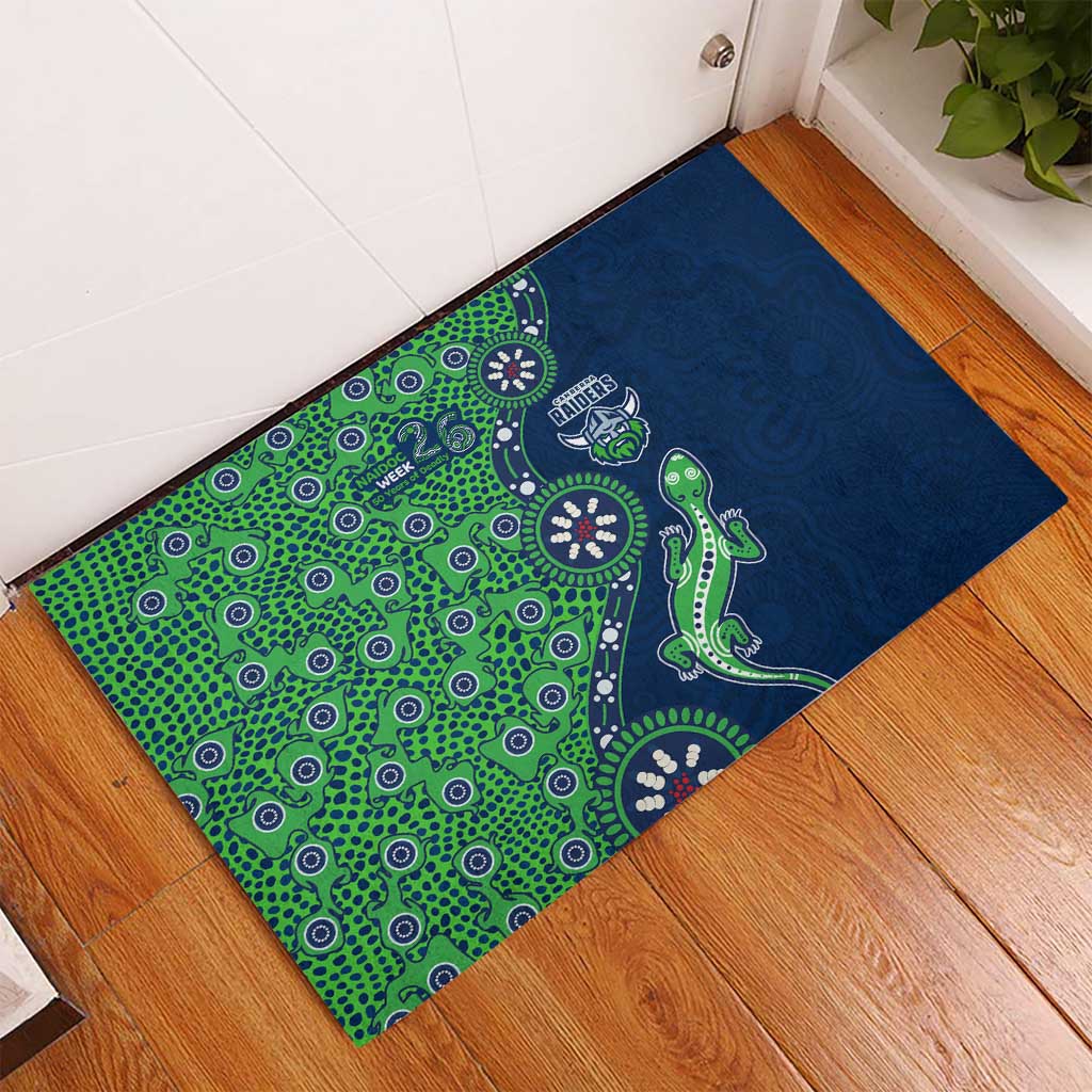 Canberra Raiders NAIDOC Week 2026 Rubber Doormat Aboriginal Lizard Dot Painting - 50 Years of Deadly