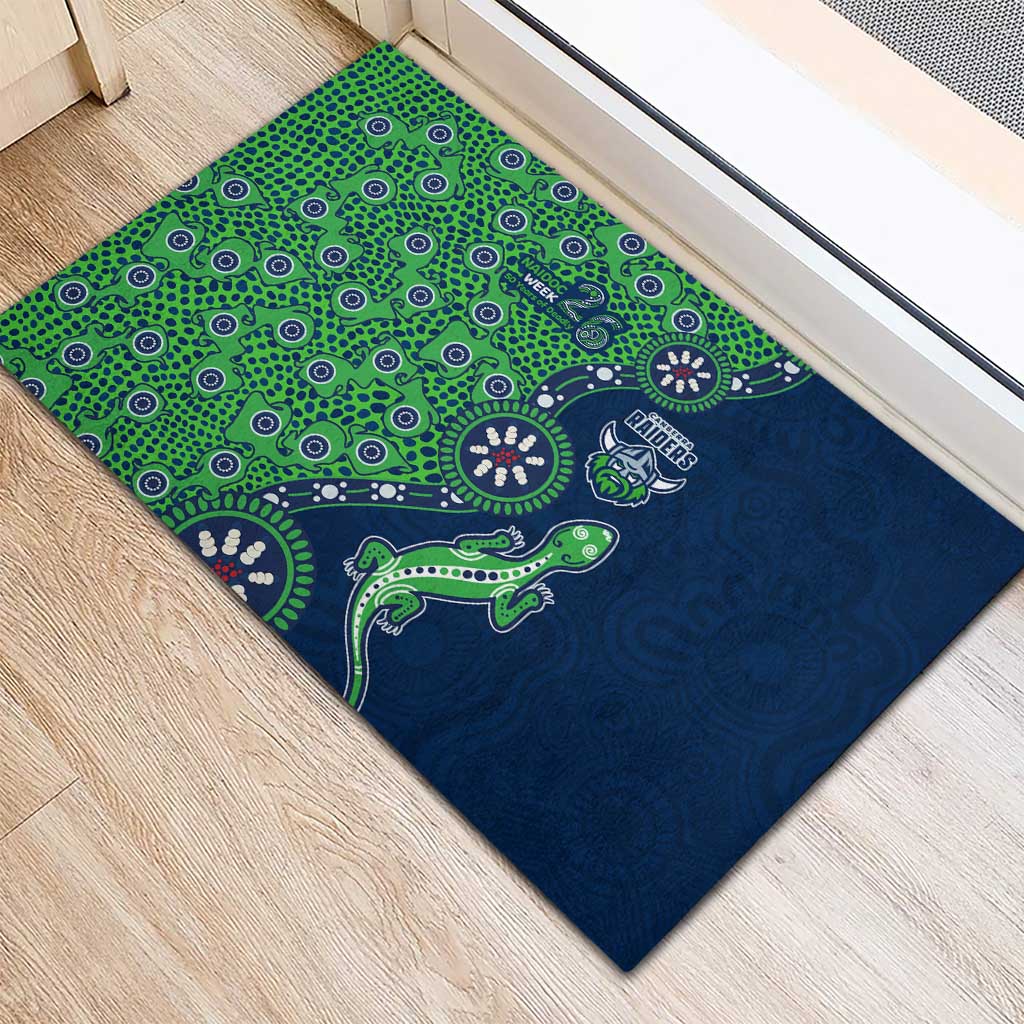 Canberra Raiders NAIDOC Week 2026 Rubber Doormat Aboriginal Lizard Dot Painting - 50 Years of Deadly