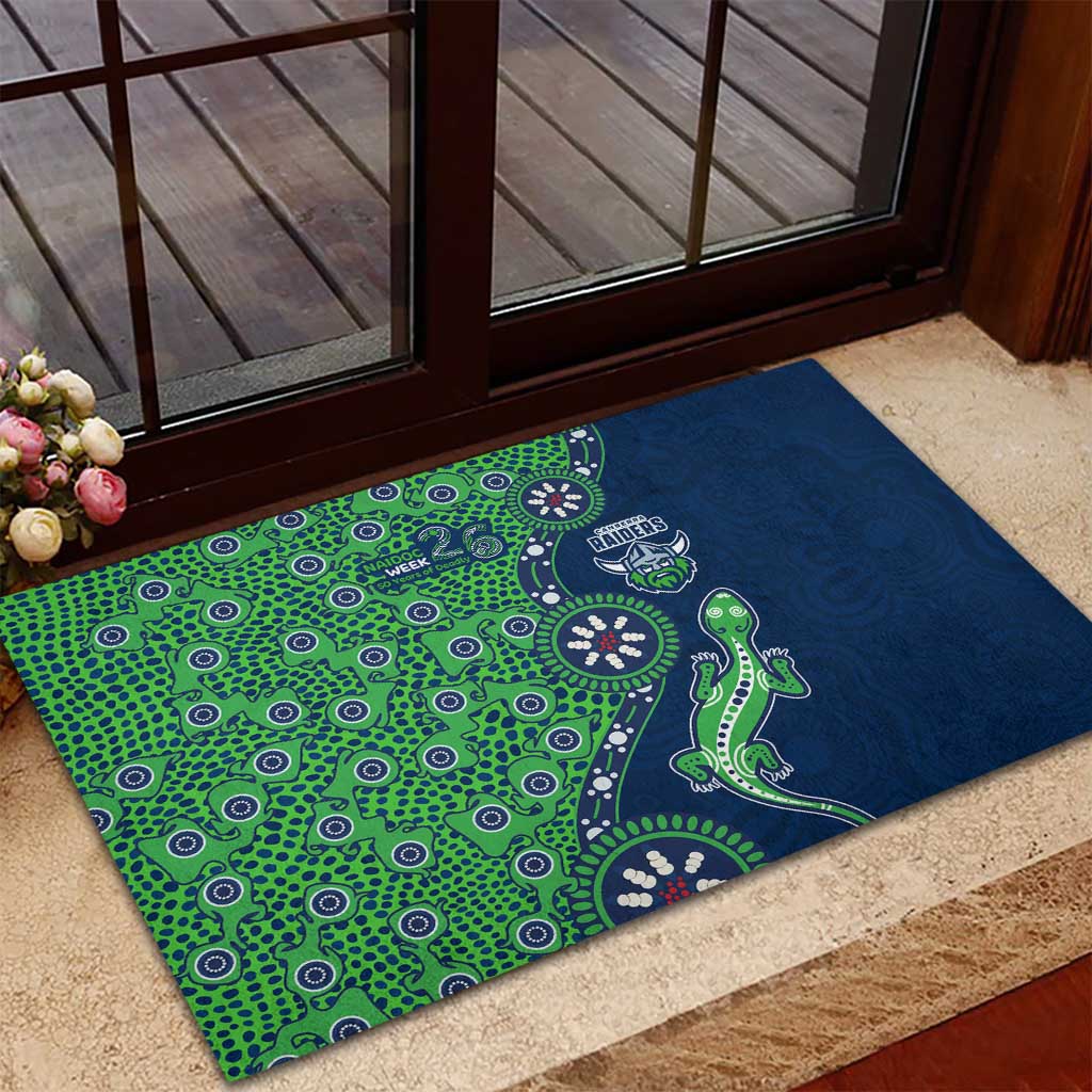Canberra Raiders NAIDOC Week 2026 Rubber Doormat Aboriginal Lizard Dot Painting - 50 Years of Deadly
