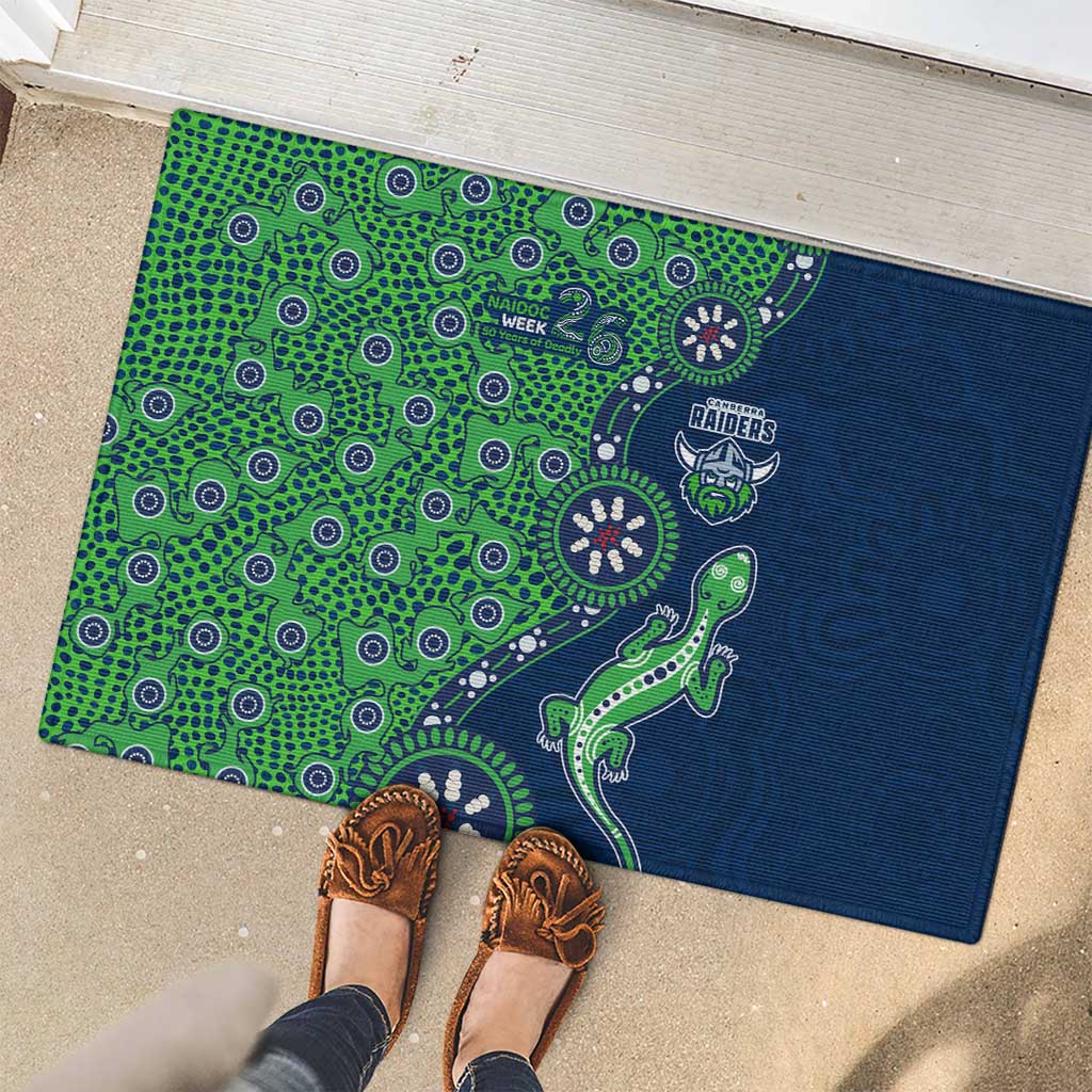Canberra Raiders NAIDOC Week 2026 Rubber Doormat Aboriginal Lizard Dot Painting - 50 Years of Deadly