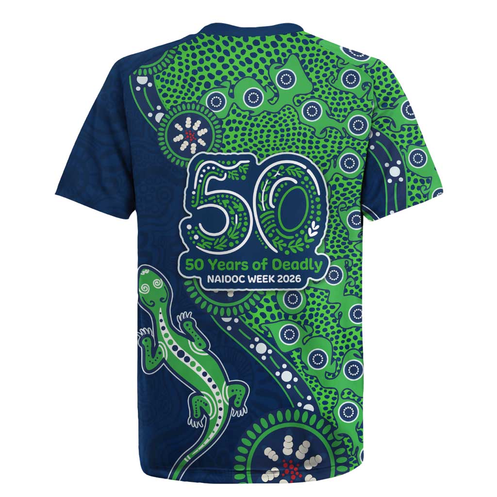 Canberra Raiders NAIDOC Week 2026 Rugby Jersey Aboriginal Lizard Dot Painting - 50 Years of Deadly