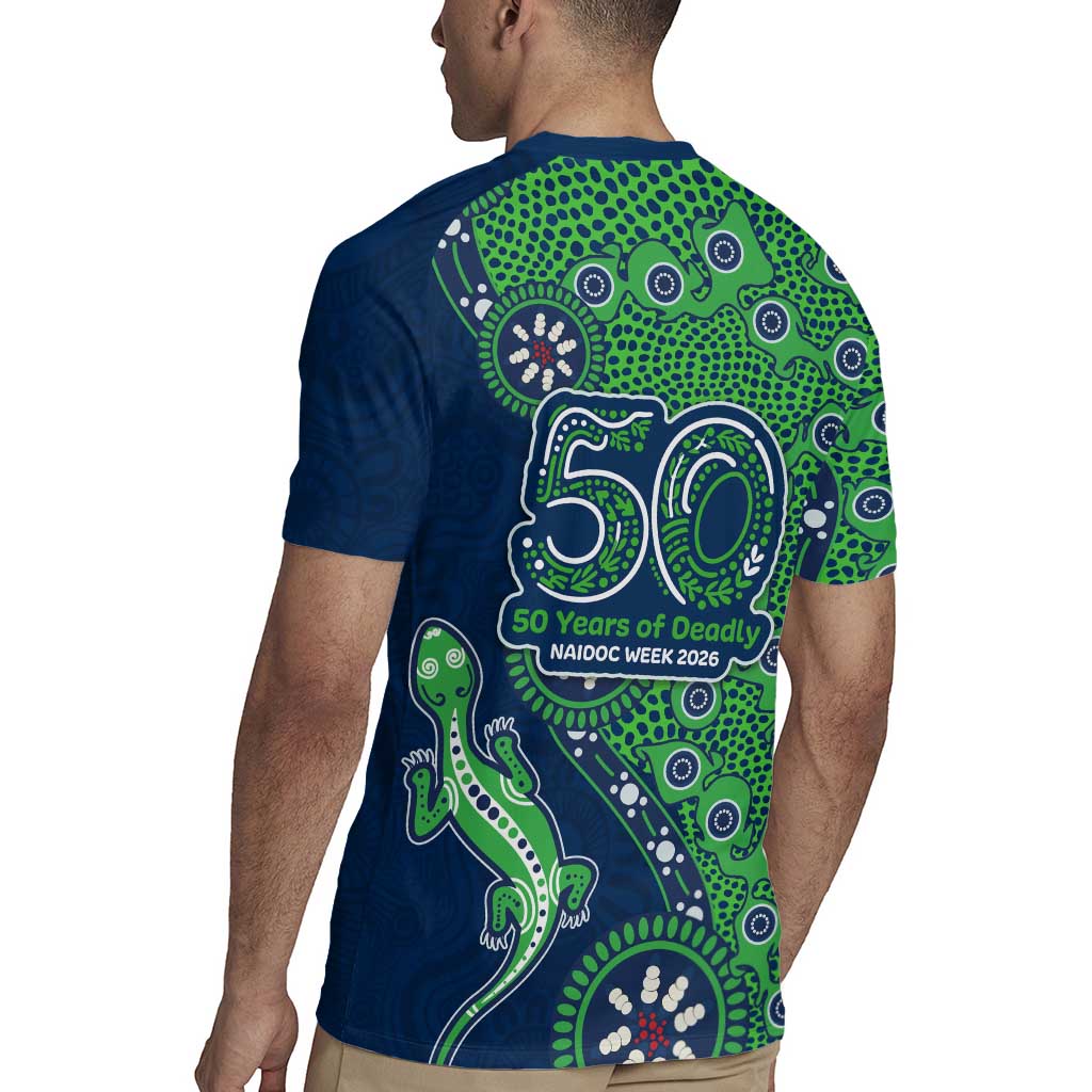 Canberra Raiders NAIDOC Week 2026 Rugby Jersey Aboriginal Lizard Dot Painting - 50 Years of Deadly