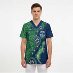 Canberra Raiders NAIDOC Week 2026 Scrub Top Aboriginal Lizard Dot Painting - 50 Years of Deadly