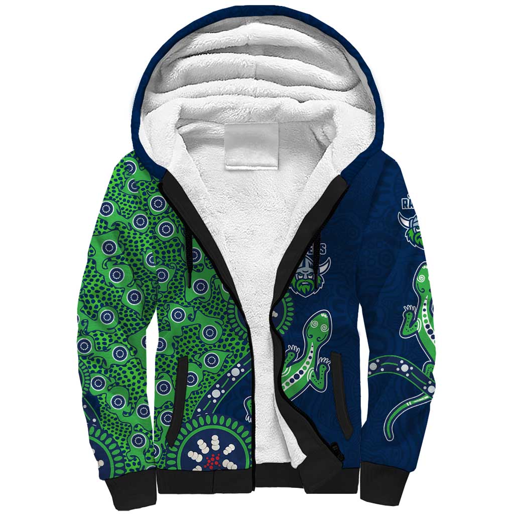 Canberra Raiders NAIDOC Week 2026 Sherpa Hoodie Aboriginal Lizard Dot Painting - 50 Years of Deadly