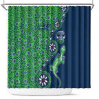 Canberra Raiders NAIDOC Week 2026 Shower Curtain Aboriginal Lizard Dot Painting - 50 Years of Deadly