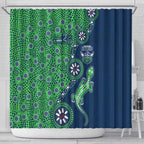 Canberra Raiders NAIDOC Week 2026 Shower Curtain Aboriginal Lizard Dot Painting - 50 Years of Deadly