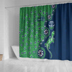 Canberra Raiders NAIDOC Week 2026 Shower Curtain Aboriginal Lizard Dot Painting - 50 Years of Deadly