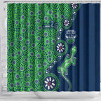 Canberra Raiders NAIDOC Week 2026 Shower Curtain Aboriginal Lizard Dot Painting - 50 Years of Deadly