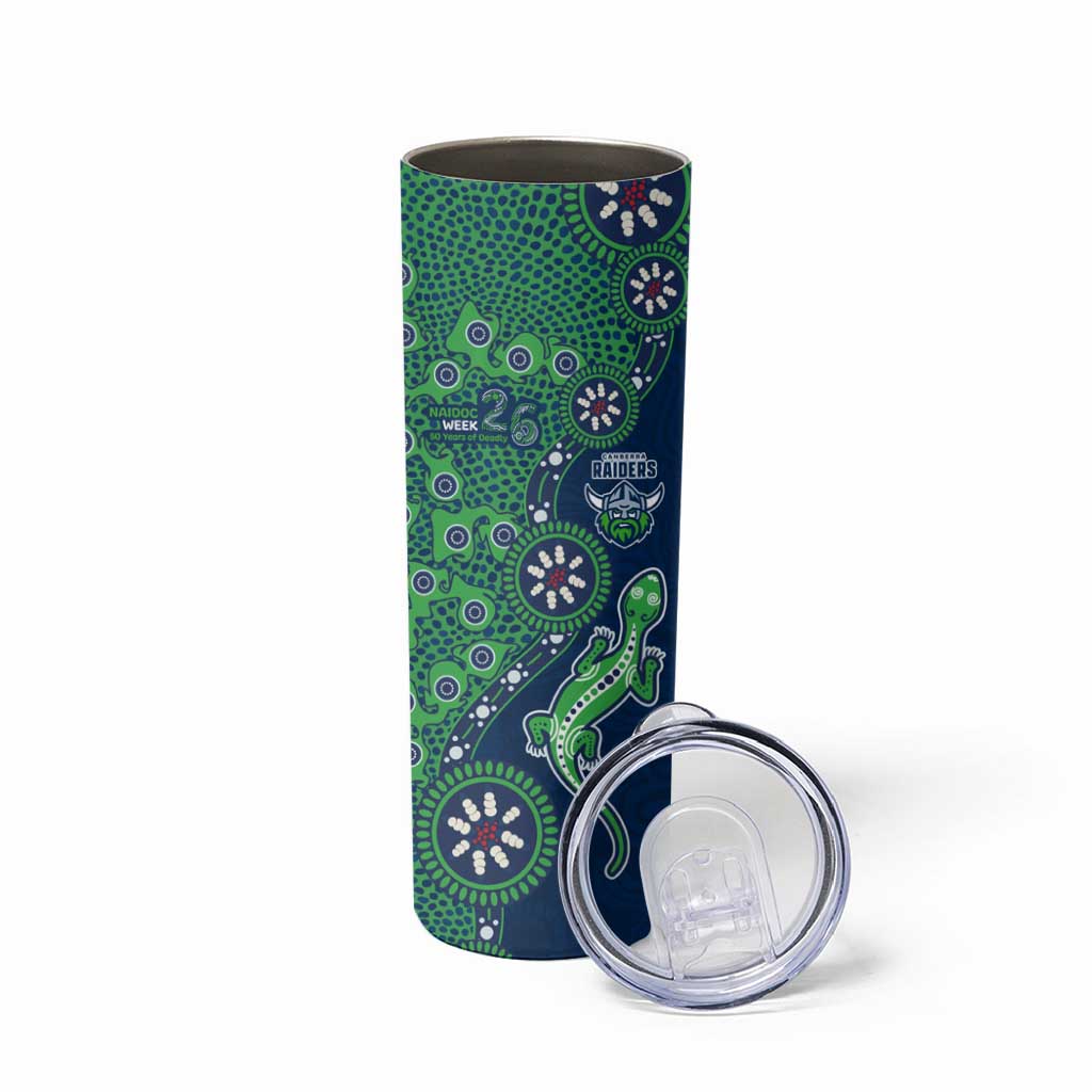 Canberra Raiders NAIDOC Week 2026 Skinny Tumbler Aboriginal Lizard Dot Painting - 50 Years of Deadly