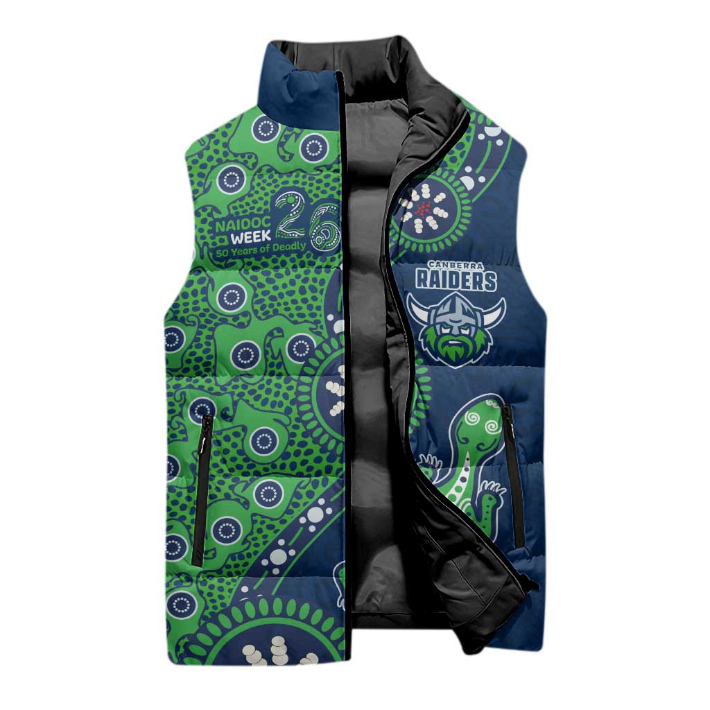 Canberra Raiders NAIDOC Week 2026 Sleeveless Puffer Jacket Aboriginal Lizard Dot Painting - 50 Years of Deadly