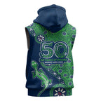 Canberra Raiders NAIDOC Week 2026 Sleeveless Zip Hoodie Aboriginal Lizard Dot Painting - 50 Years of Deadly