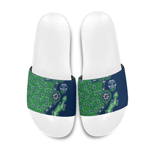 Canberra Raiders NAIDOC Week 2026 Slide Sandals Aboriginal Lizard Dot Painting - 50 Years of Deadly