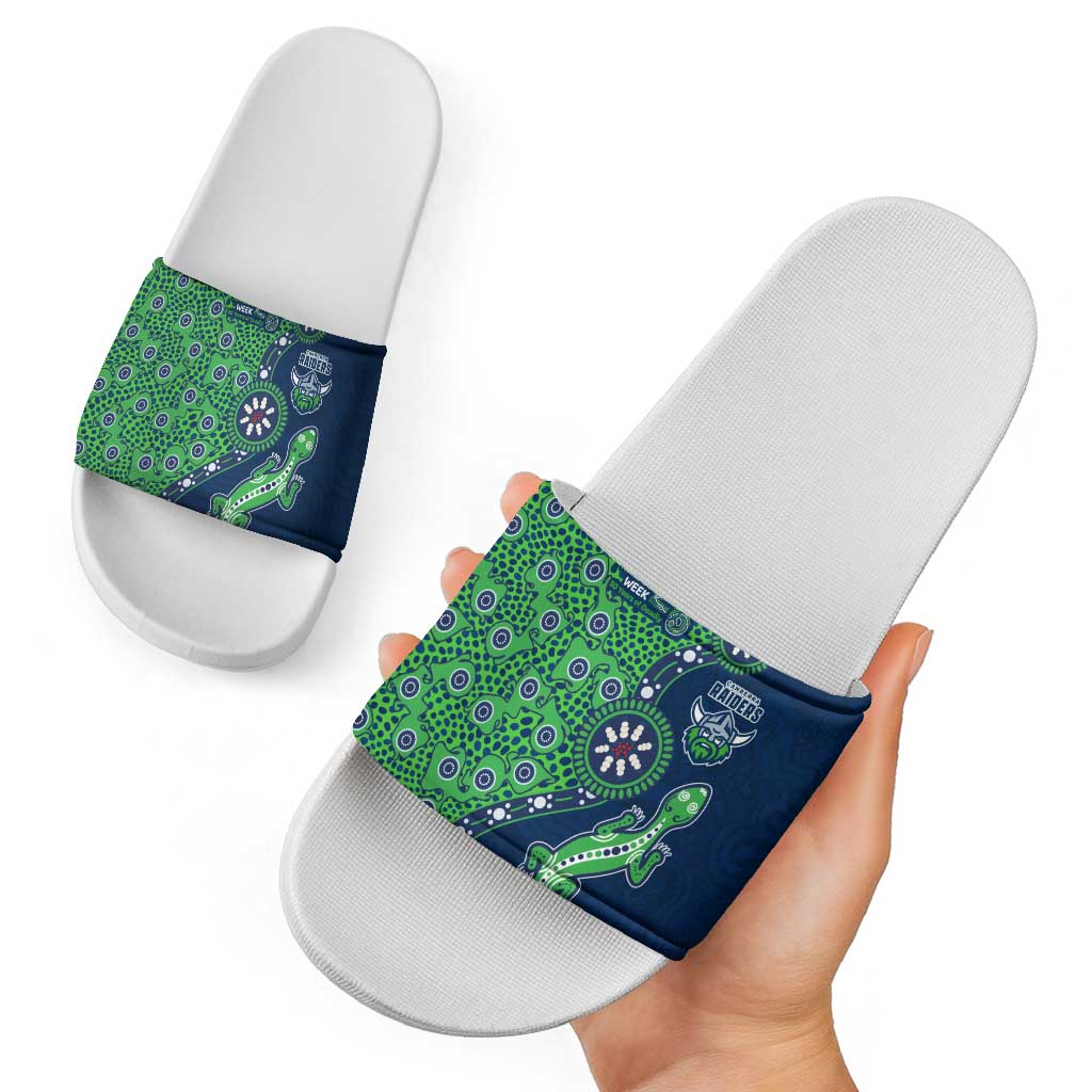 Canberra Raiders NAIDOC Week 2026 Slide Sandals Aboriginal Lizard Dot Painting - 50 Years of Deadly