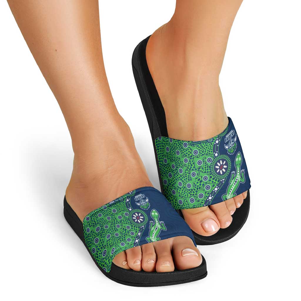 Canberra Raiders NAIDOC Week 2026 Slide Sandals Aboriginal Lizard Dot Painting - 50 Years of Deadly