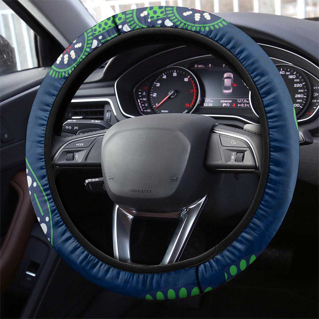 Canberra Raiders NAIDOC Week 2026 Steering Wheel Cover Aboriginal Lizard Dot Painting - 50 Years of Deadly