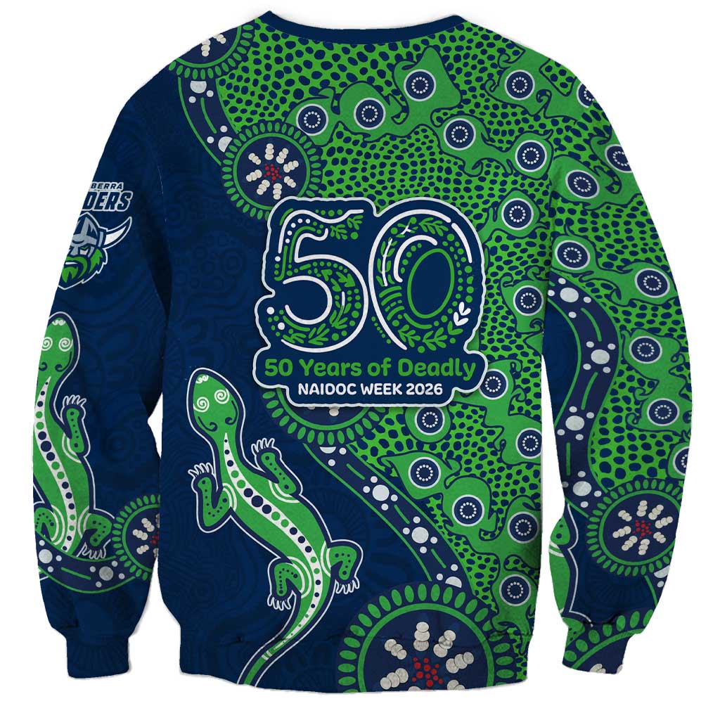 Canberra Raiders NAIDOC Week 2026 Sweatshirt Aboriginal Lizard Dot Painting - 50 Years of Deadly