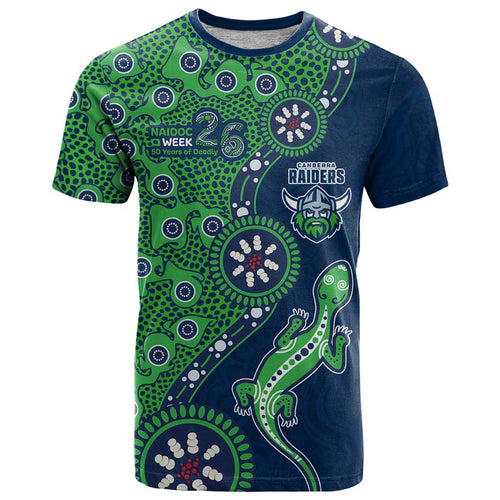 Canberra Raiders NAIDOC Week 2026 T Shirt Aboriginal Lizard Dot Painting - 50 Years of Deadly