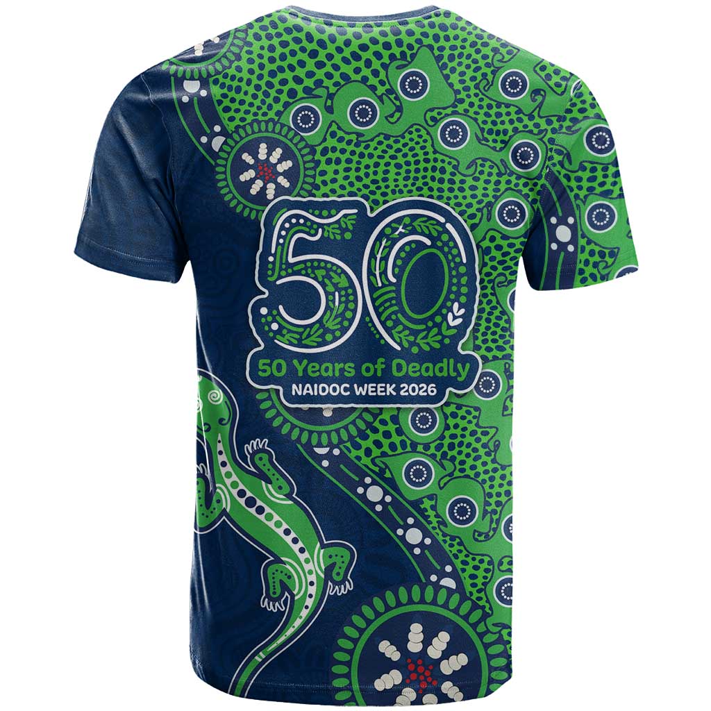Canberra Raiders NAIDOC Week 2026 T Shirt Aboriginal Lizard Dot Painting - 50 Years of Deadly