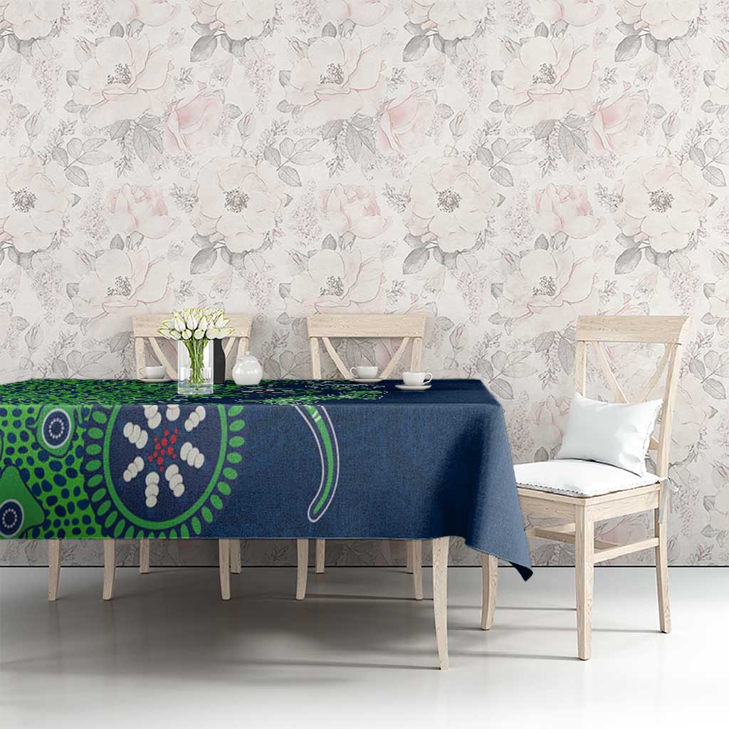 Canberra Raiders NAIDOC Week 2026 Tablecloth Aboriginal Lizard Dot Painting - 50 Years of Deadly