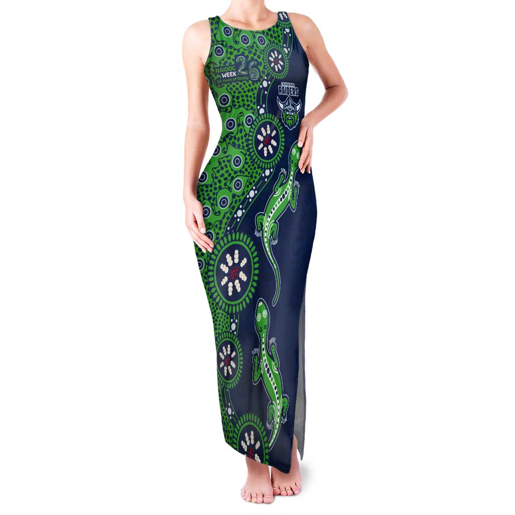 Canberra Raiders NAIDOC Week 2026 Tank Maxi Dress Aboriginal Lizard Dot Painting - 50 Years of Deadly