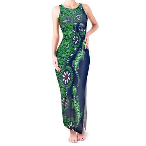 Canberra Raiders NAIDOC Week 2026 Tank Maxi Dress Aboriginal Lizard Dot Painting - 50 Years of Deadly