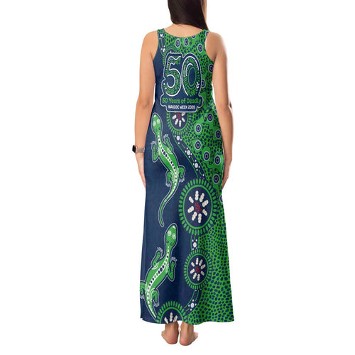 Canberra Raiders NAIDOC Week 2026 Tank Maxi Dress Aboriginal Lizard Dot Painting - 50 Years of Deadly