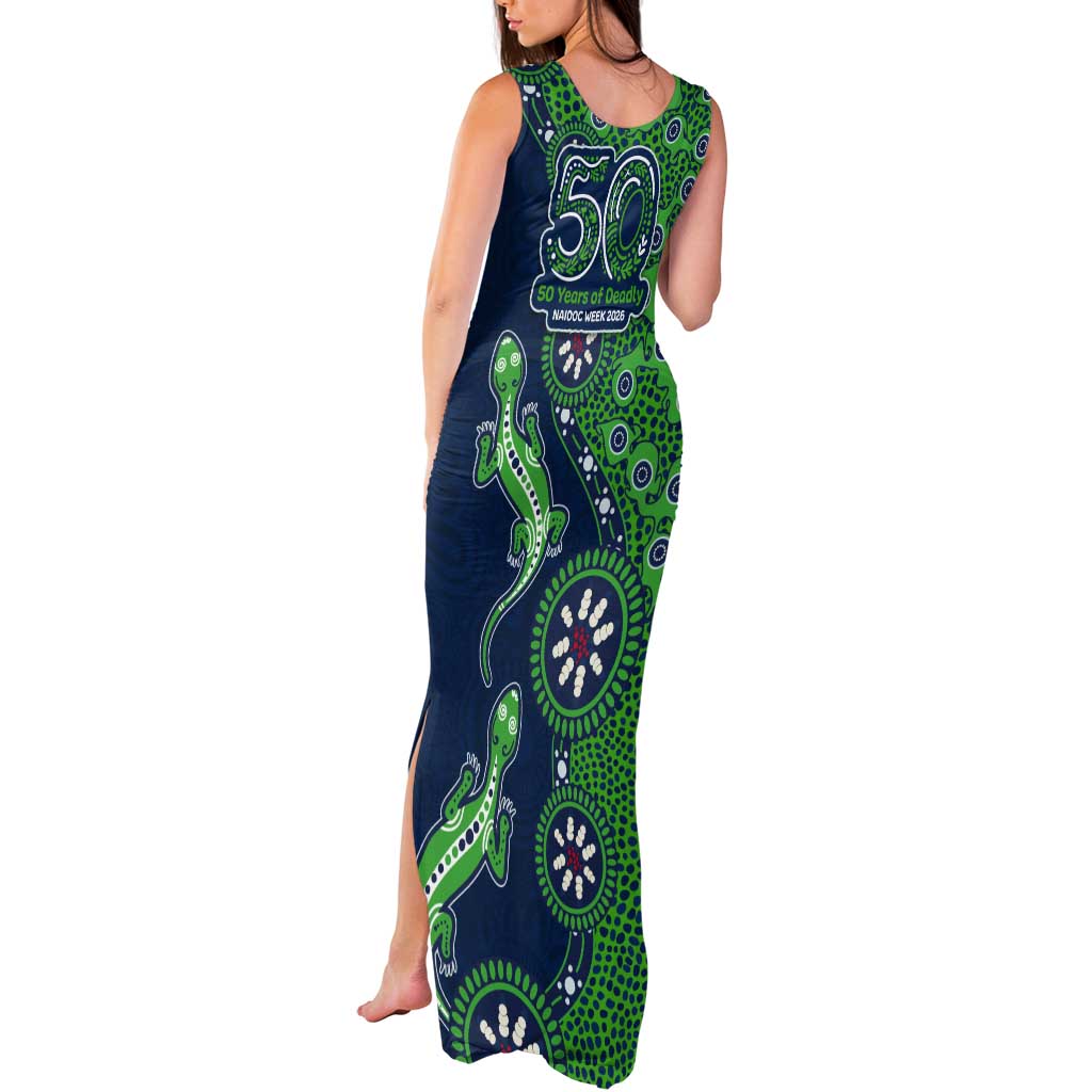 Canberra Raiders NAIDOC Week 2026 Tank Maxi Dress Aboriginal Lizard Dot Painting - 50 Years of Deadly