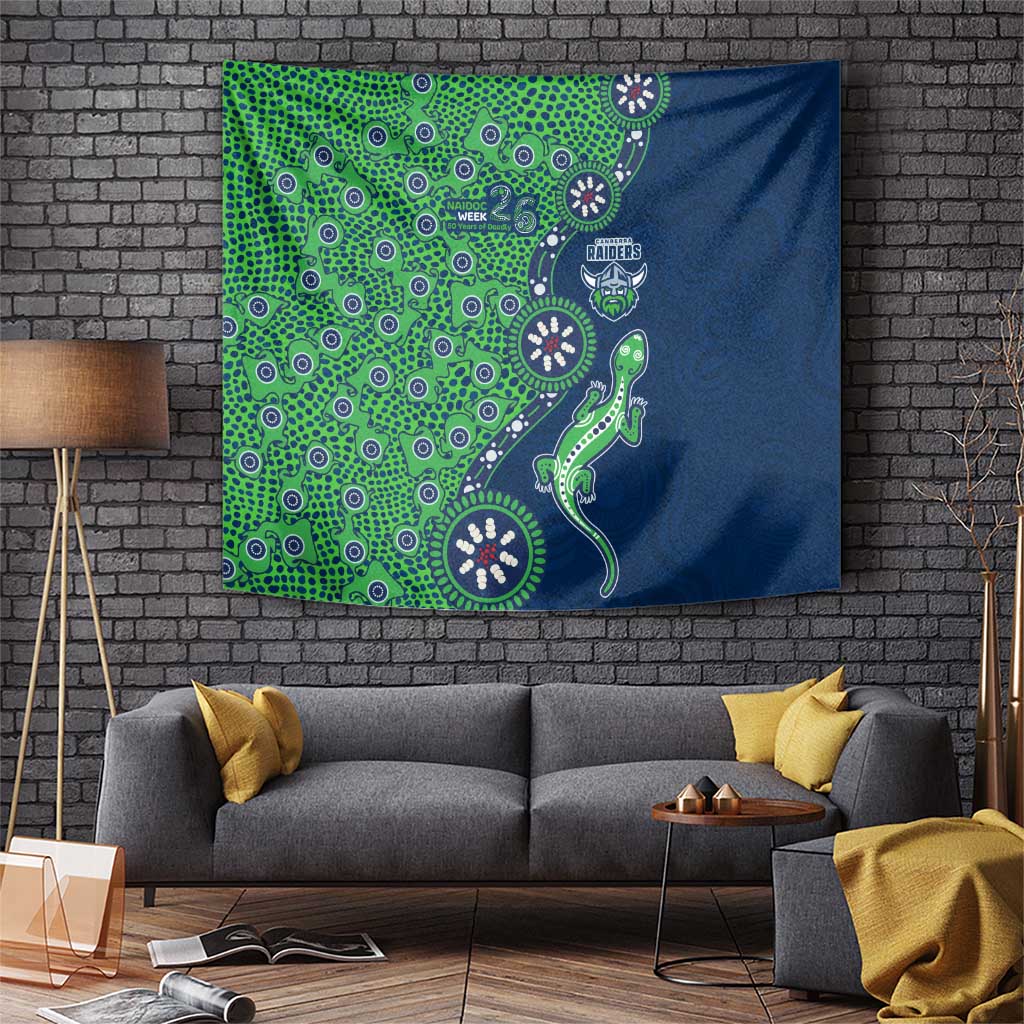 Canberra Raiders NAIDOC Week 2026 Tapestry Aboriginal Lizard Dot Painting - 50 Years of Deadly