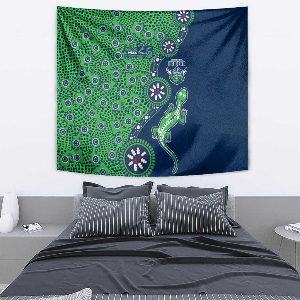 Canberra Raiders NAIDOC Week 2026 Tapestry Aboriginal Lizard Dot Painting - 50 Years of Deadly