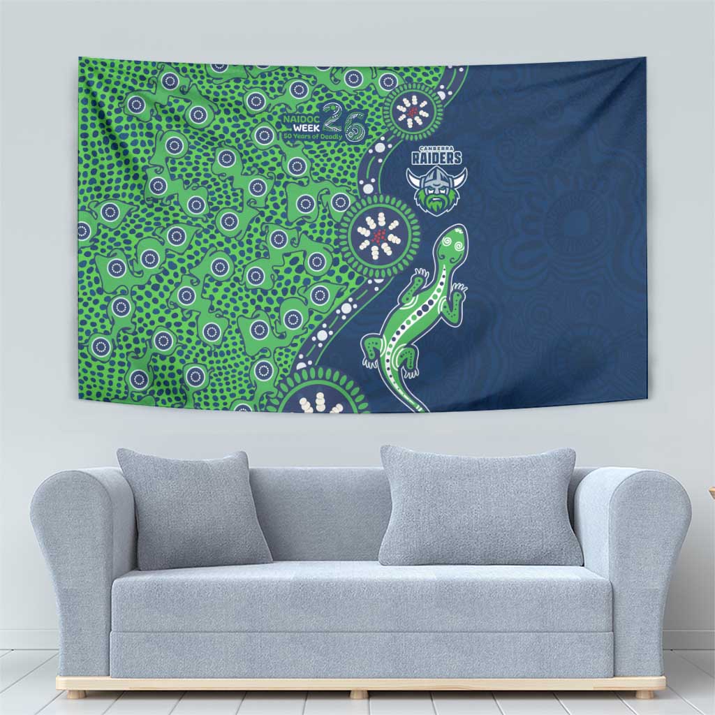 Canberra Raiders NAIDOC Week 2026 Tapestry Aboriginal Lizard Dot Painting - 50 Years of Deadly