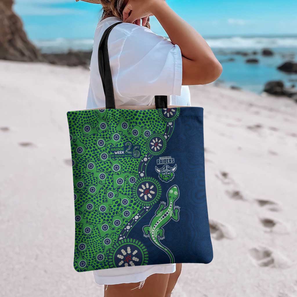 Canberra Raiders NAIDOC Week 2026 Tote Bag Aboriginal Lizard Dot Painting - 50 Years of Deadly