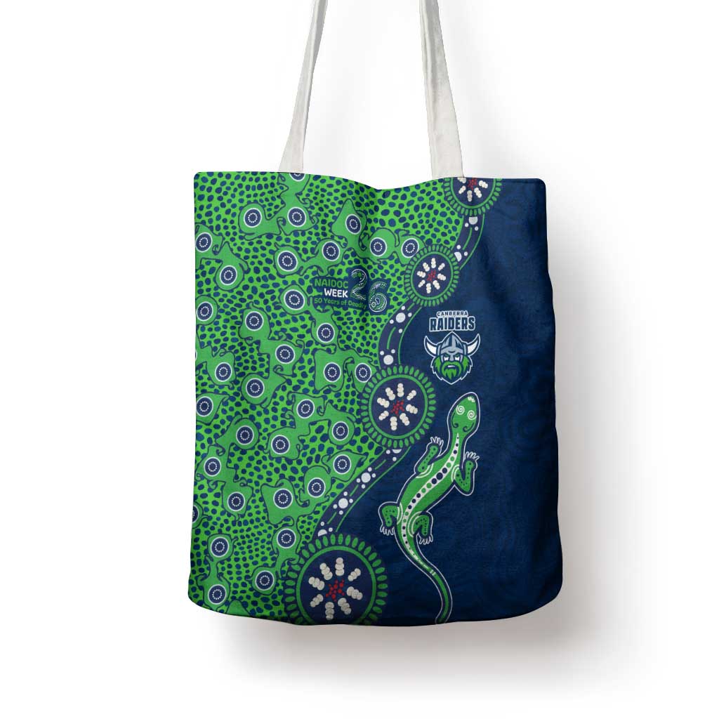 Canberra Raiders NAIDOC Week 2026 Tote Bag Aboriginal Lizard Dot Painting - 50 Years of Deadly