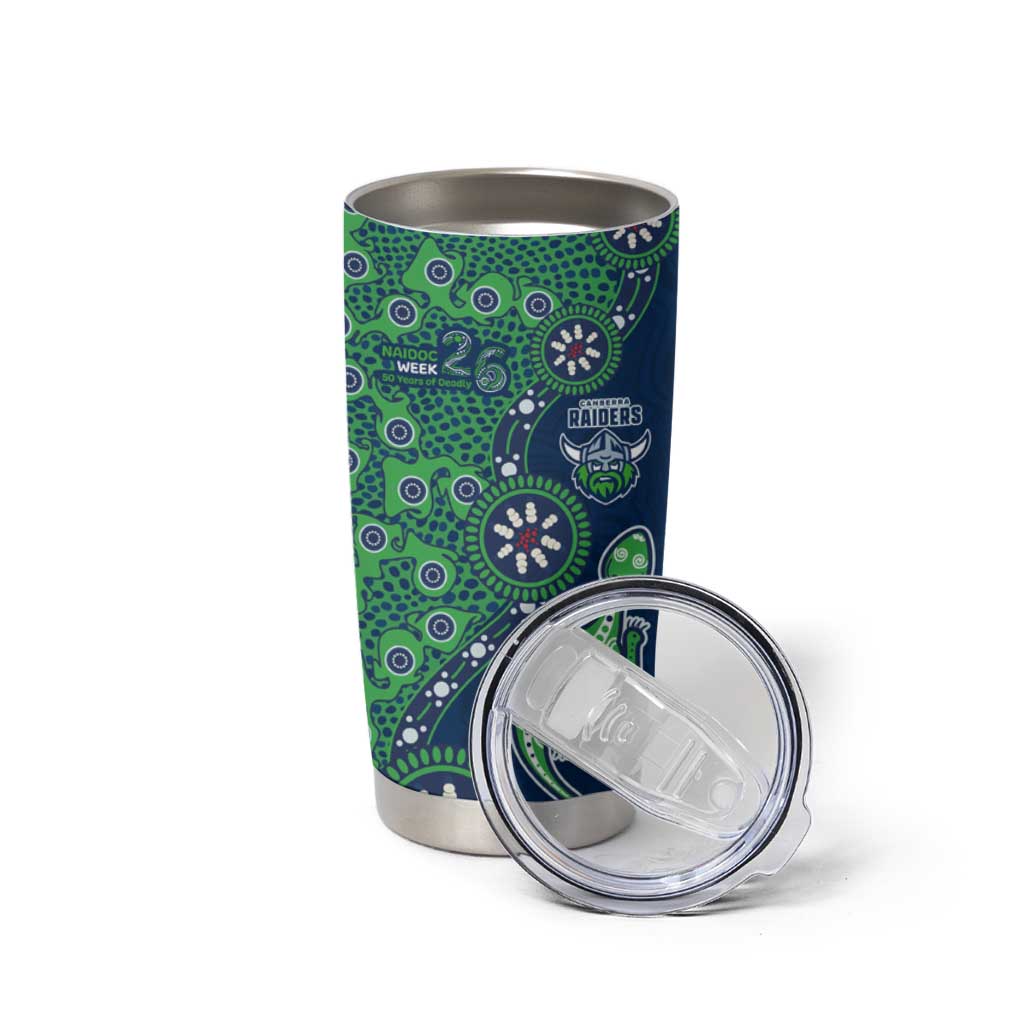 Canberra Raiders NAIDOC Week 2026 Tumbler Cup Aboriginal Lizard Dot Painting - 50 Years of Deadly